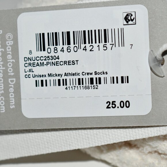 Barefoot Dreams Mickey Mouse CozyChic Fluffy Crew Socks Cream Pinecrest Disney - Picture 3 of 4